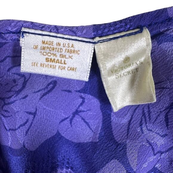 Vintage 90s Victoria’s Secret Silk Slip S Purple Floral Jacquard Gold Label USA - Picture 5 of 9